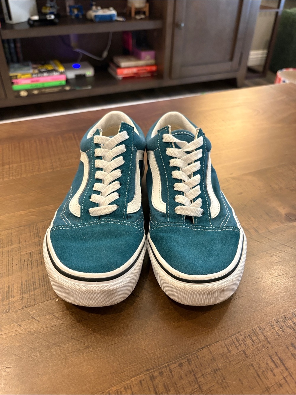 Vans Teal Low-Top Skate Sneakers with White Stripe